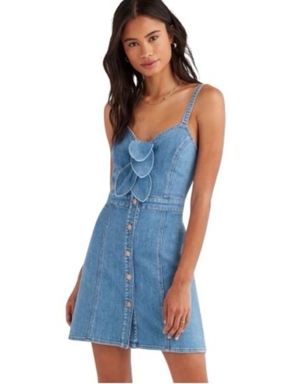 7 For All Mankind Light Blue Denim Mini Dress with Front Tie